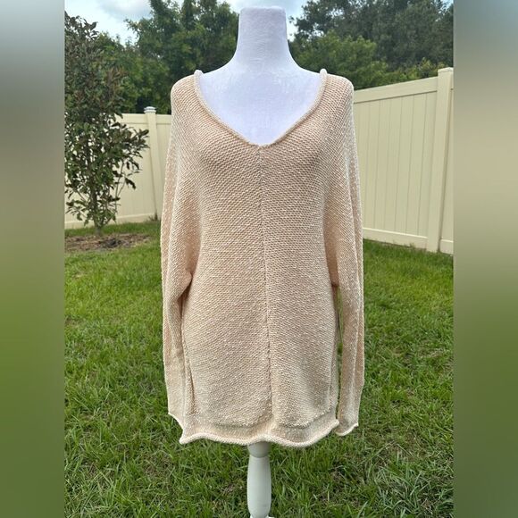 NWT Free People bright lights v-neck sweater in chamoix Sz M - Picture 2 of 10